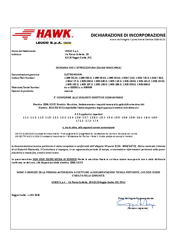 Dichiarazioni di incorporazione elettropompe IT rev2025