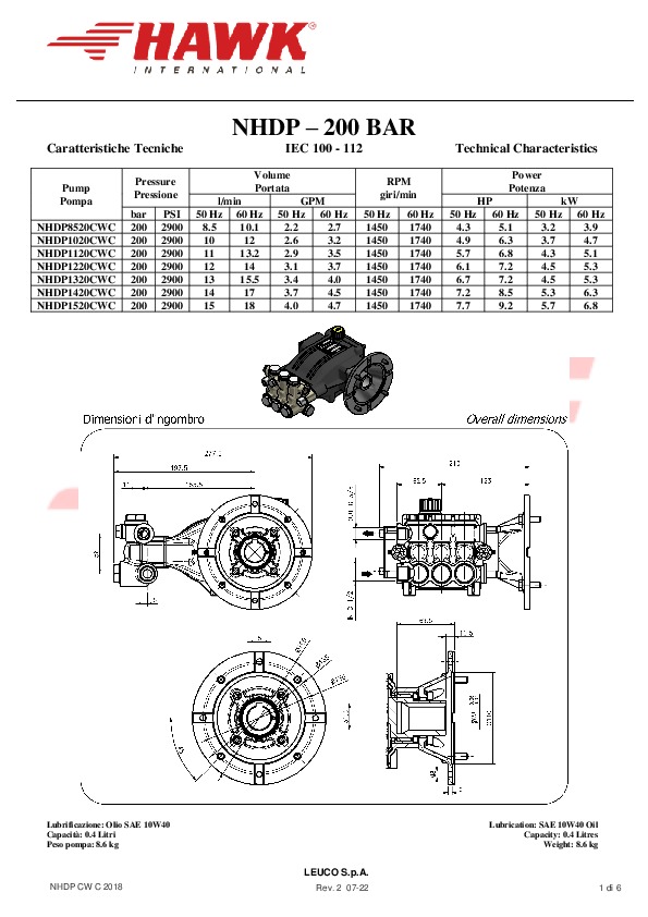 HAWK NHDP 200 BAR 2018 IEC100 112 CAR WASH Rev 2 07 2022 Commerciale
