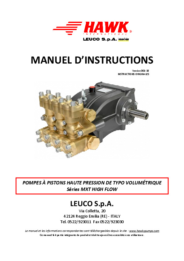 Manuale istruzioni MXT1510 MXT1313 001 FR Leuco