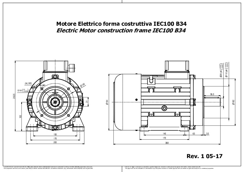 Motori IEC H100 B3 B14 Rev 1