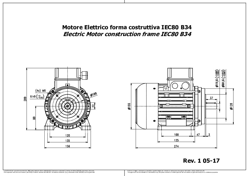 Motori IEC H80 B3 B14 Rev 1