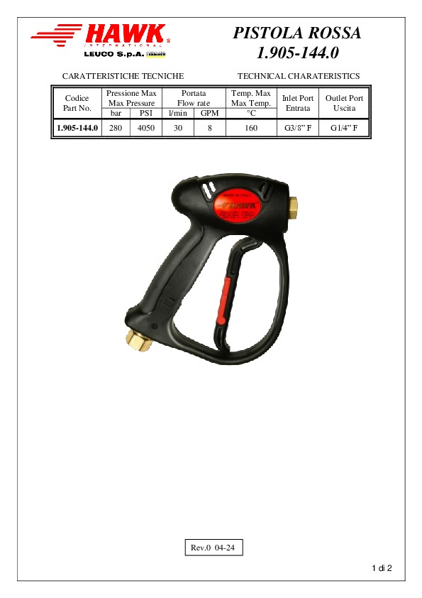 Pistola ROSSA 1 905 144 0