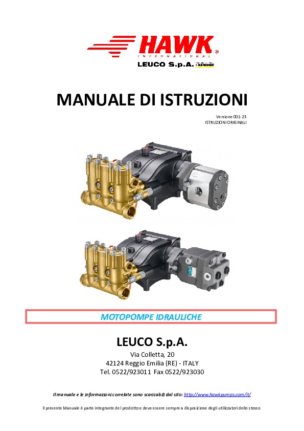 manuale motopompe idrauliche